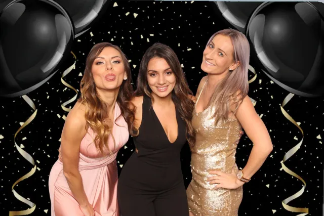 Black Balloons photo booth backdrop