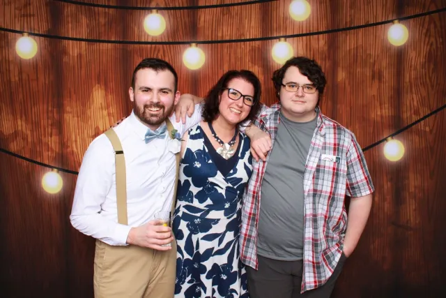 Wooden String Lights photo booth backdrop